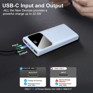 Power Bank 10000mAh Fast Charging – 22.5W USB-C Portable Charger with LED Display