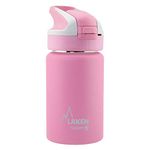 Laken Summit Insulated Kids Water Bottle with Sport Straw Cap and Lock, Double Wall Stainless Steel, Leakproof, 12oz, Pink