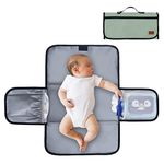 Gloppie Baby Changing Mat Portable Diaper Travel Changing Mats Nappy Bags Soft Padded Waterproof Storage Pockets for Toddlers Infants & Newborns, Green