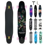 Opurtdor Longboard 8 Layers Decks 46"x8" Skateboard Pro Complete Skate Board Maple Wood Long Board for Kids Teens Adults Beginners Girls Boys (Magic Cube)