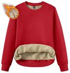 TACVASEN Casual Sweatshirts for Women Long Sleeve Pullover Cute Crewneck Fleece Lined Thermal Shirts Tomato Red, M