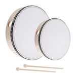 2 Pack Hand Drums Kids Percussion Preschool Wood Frame Drum with Wooden Drum Beater-10 Inch & 8 Inch