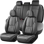 BWTJF Gray Car Seat Covers Full Set, Universal Front and Rear Seat Covers for Cars, Waterproof Leather Auto Seat Protectors Airbag Compatible, Car Seat Cushions Fit for Most Sedans SUV Pick-up Truck