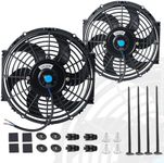 EVERESTWAY 10 Inch 10” Black Universal Electric Radiator Slim Fan 12V 80W High Performance Cooling Push Pull w/Mounting Kit 2PCS