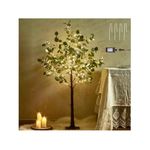 Hairui Lighted Eucalyptus Tree Plug in 4FT 160 Warm White LED Artificial Greenery Tree with Lights for Wedding Halloween Christmas Holiday Home Party Decoration