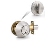 Probrico Deadbolt with Key, Cylinder Deadbolt Lockset, Front Entrance Deadbolt Lock, Security Single Deadnolt with Turn Lock, 1 Pack Brushed Nickel