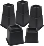 MYMULIKE Bed Risers 8inch, Adjustable Heavy Duty Furniture Risers, Up to 6000 Lbs, Stackable Bed Lifts Blocks for Sofas Couch Desk Table Bookshelf and Bunk Bedpost （Black 8 inch, 4 Pack）