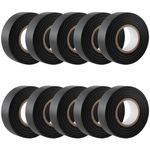 GTSE Black Electrical Tape, 19mm x 20m, 10 Rolls of Strong Self-Adhesive PVC Insulation Tape for Insulating, Repairing and Protecting Electrical Wires