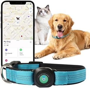 GPS Dog Collar(1 Pack), Mini GPS Cat Tracker, GPS Tracker for Dogs (iOS Only), No Monthly Fee, Compatible with Apple Find My, Anti-Lost, Finder Tag for Kitten Puppy Blue M(13.2"-17.5")