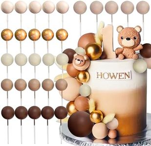 JeVenis 30 PCS Boho Beige Balls Cake Decorations Brown Balls Gold Balls Cake Topper Cake Decorating for Baby Shower Birthday Wedding