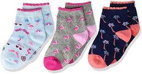 Stride Rite Kids Girls 3-pack Quarter Socks, Brittany Beach Blue, Shoe Size: 10-13