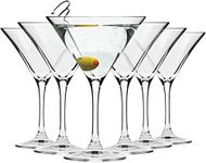 VISMII Martini Glasses 6 Pc- Hand Blown Crystal Martini Glasses with Stem - Elegant Cocktail Glasses for Bar, Martini, Cosmopolitan, Manhattan, Gimlet, Pisco Sour - Elixir Glassware - 240 ml.