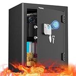 WASJOYE Fireproof Biometric Safe, Auto Electronic Home Safe with Safety Finger Identification, Fingerprint Home Safe Box for Home Office Hotel Jewelry Gun Storage, 14.7” x 12.2” x 19.7”