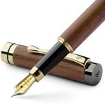 Wordsworth & Black Fountain Pen Set, Luxury Bamboo Wood - Extra Fine Nib, Gift Case; Includes 6 Ink Cartridges, Ink Refill Converter -Journaling, Calligraphy; Drawing, Smooth Writing [Brown Wood]