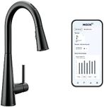 Moen Sleek Matte Black Smart Faucet Touchless Pull Down Sprayer Kitchen Faucet with Voice Control and Power Boost, 7864EVBL