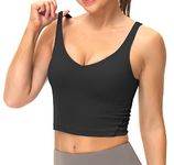 Dragon Fit Sports Bra for Women Longline Padded Yoga Bra Medium Impact Crop Tank Tops for Workout,Fitness,Running Black