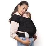 Boba Baby Wrap Carrier Newborn to Toddler - Stretchy Baby Wraps Carrier - Baby Sling - Hands-Free Baby Carrier Wrap - Baby Carrier Sling - Baby Carrier Newborn to Toddler 3-15 kg (Black)