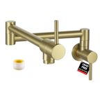 KES Kitchen Pot Filler Folding Faucet Brass Double Joint Swing Arm Sink Faucet Articulating Wall Mount Two Handle Brushed Gold, KN926LF-BZ