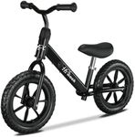 HAWEEK Toddler Balance Bike 12” No Pedal Training Bicycle for Kids 24 Months to 5 Years Tool-Free Adjustments Seat and Handlebar Best Gift for 2-5 Boys Girls (Black)