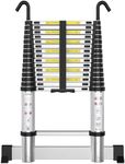 ARCHOM Telescoping Ladder with Hooks 20 FT - Aluminum Telescopic Ladder with Stabilizer - Retractable Extension Ladders for Home Loft Roof RV Work with EN131 Certification - 330lbs Max Capacity