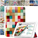 DuraSafe Cases Silicone Smart Tri Fold Lightweight Color Grid Printed Soft Transparent Back Cover for iPad Mini 5 2019-7.9" Tablets - A2124 A2125 A2126 A2133