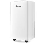 COSTWAY 1500 Sq. Ft Dehumidifier for Medium Spaces, Portable 24 Pints Dehumidifier with 3 Modes, 2 Speeds, 24H Timer, Auto or Manual Drainage, 0.5 Gallon Water Tank, 4 Wheels for Home and Basements