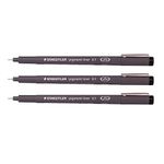 Staedtler 0.1 mm Pigment Liner Fineliner Sketching Drawing Drafting Pens Pack of 3