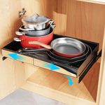 iSPECLE Pull Out Cabinet Organizer - Expandable Fit 14 to 23 inch Wide Base Cabinets Side Mount Pots and Pans Organizer Under Cabinet Easily Slide Out to Get Items Double Storage Space, Black