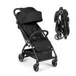 Ickle Bubba Aries Autofold Stroller - Feather-Light Design, Multi-Position Recline, and Handy Auto-Fold Mechanism, Large Seat from Birth to 22kg, UPF 50+ Hood, and Spacious Basket (Black)