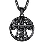 Black Pentagram Pentacle Necklace Men Women Punk Rock Tree of Life Occult Satanic Pagan Witch Jewelry