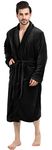 NY Threads Luxurious Men's Shawl Collar Fleece Bathrobe Spa Robe (Large/X-Large, Black)