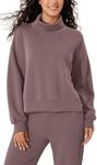 ODODOS Modal Soft Split Hem Turtleneck Sweatshirts for Women Long Sleeve Casual Pullover Top, Rose Taupe, X-Small