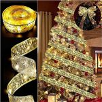 Christmas Tree Lights, 19ft/6m 60 LED Christmas Tree Ribbon Waterproof Fairy Lights Christmas Decorations Curtain Lights Hanging Fairy Lights for Bedroom Wall Garden Patio Christmas Tree Decorations