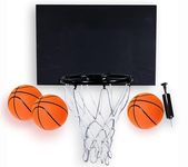 Cali Kiwi Pros All-Star Mini Indoor Basketball Hoop & Ball Set in Solid red Cedar Made in USA. Unique Over The Door or Wall Option 3 Mini Basketballs for Indoor Fun. (Black/Black + Square)