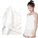 Kikwit Padded Regular Fit Camisole For Girls | Flat Padding | Beginners/Teenager Inner For Puberty Cami | Slip With Adjustable Straps (9-10 Years, White)