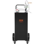 VEVOR Fuel Caddy 30 Gallon, Portable Gas Caddy Fuel Storage Tank with 4 Wheels & Manual Transfer Pump, Gasoline Diesel Fuel Container for Cars, Lawn Mowers, ATVs, Boats, Black