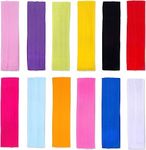 CCINEE 12pcs Sport Headband for Men & Women,Colourful Sweatband Non-Slip Head Wrap Bands for Men Women Workout Running Yoga Excercise