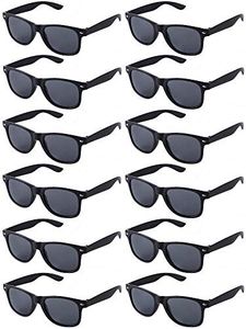 LFYXCW Lot de 12 Lunettes de Soleil Couleur Plastique pour Adulte Pack de Fete (12noir)