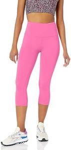 Amazon Essentials Mallas capri de talle alto Active Sculpt para entrenamiento y atletismo (disponibles en tallas grandes) Mujer, Rosa Brillante, M