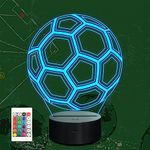 Anywin Soccer 3D Night Light, Football Illusion Lamp with Remote 16 Colors Changing Timer Dimmer for Room Decor,Birthday Christmas Sport Gifts for Men Teens Boys Kids