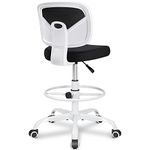 Primy Office Drafting Chair Armless, Tall Office Desk Chair Adjustable Height and Footring, Mid-Back Ergonomic Standing Desk Chair Mesh Rolling Tall Chair for Art Room, Office or Home(White)