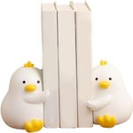 Moslyn Decorative Bookends Cute Hug Duck Bookends Resin Book Holder for Shelf Home Desk Decoration White Duck Decorative Bookends Book Holder (White)