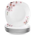 VEWEET 'Annie' Dinner Plates Set of 6, 9.8 Inch Ceramic Plates, Square Plate Set, Porcelain Salad Plates, Microwave and Dishwasher Safe