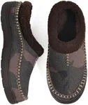Zigzagger Men's Slip On Moccasin Slippers, Indoor/Outdoor Warm Fuzzy Comfy House Shoes, Fluffy Wide Loafer Slippers,Camouflage Black,9-10 D(M) US