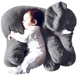 DearJoy Big Size Fibre Filled Stuffed Animal Elephant Soft Toy for Baby of Plush Hugging Pillow Soft Toy for Kids boy Girl Birthday Gift (60 cm, Grey Color)