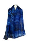 Dark blue silk scarf for women Indigo Dream Hand Handmade silk scarf dyed in shades of navy, dark, light blue hints of white 30th birthday gift for her Christmas blue gifts UK Silk Anniversary