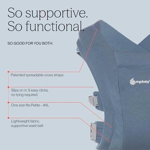 Ergobaby Embrace Baby Carrier – Newborn, Extra Soft, Head Support, Oxford Blue