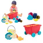 B. toys by Battat Wavy-Wagon Travel Beach Buggy (Red) with 11 Funky Sand Toys Phthalates and BPA Free 18 m+