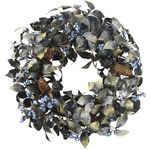 BINFEN Green Pine Needles Christmas Wreaths for Front Door (Blue-Snow, 24")