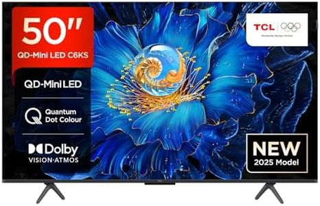 TCL 50C6KS-UK QD-Mini LED TV, 4K HDR Premium, Powered by Google TV (Dolby Vision & Atmos, Hands-Free Voice Control, Apple AirPlay 2 & Alexa，2025 New Model)